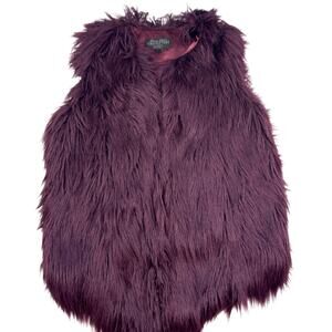Donna Salyers' Fabulous Furs Wine Colored Fuzzy Textured Vest Women's Size L